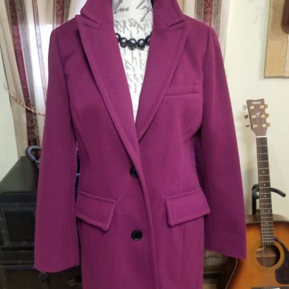 NWT $328 BCBGMAXAZRIA Raspberry Two-Button Riding Coat, Sz Large - Picture 10 of 15